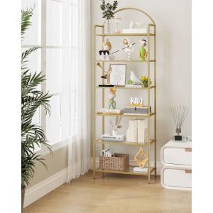 Bibliothèque 6 Niveaux Étagère en échelle en Verre trempé étagère Mince pour la Chambre la Salle de Bain Le Bureau à Domicile