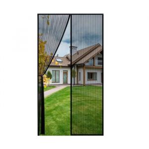 Moustiquaire Porte Fenetre Aimant&eacute;e Magnetique 140x220cm - Gris - Fibre de verre - Ajustable - Scratch