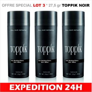 Poudre densifiante - TOPPIK - 275 gr - Couleur NOIR - Soins capillaires - Volume cheveux