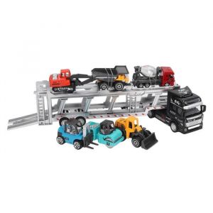 SALALIS Jouet de camion de transport 7 en 1 Camion de Transport Jouet jeux dactivite  avec v&eacute;hicule ding&eacute;nierie moderne