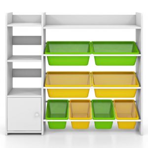 DREAMADE Étagère de Jouets Enfant à 4 Niveaux avec 8 Bacs AmoviblesMeuble de Rangement Enfants avec Étagères Ouvertes