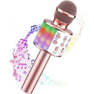 Micro KaraokeMicro Enfant pour Chanter FilleLED Micro Karaoke sans Fil BluetoothF&ecirc;Te Chanter Id&eacute;E Cadeau De No&euml;L Anniversaire