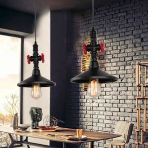 UNI Suspension Lustre Vintage Industrielle E27 Fer Luminaire Tuyau deau Noir 1PCS Plafonnier Eclairage pour Bar Caf&eacute; Restaurant