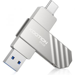 Cle USB 64 GO Cl&eacute; USB C 3.2 Clef USB 64Go OTG Jusqu&agrave; 450MB/s 2-en-1 Double Connecteurs Externe SSD M&eacute;tal pour Type-C-iPhone