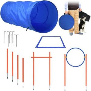 HENGMEI Agility Kit dentraînement pour chiens de grande taille avec tunnel pour chien obstacles réglables