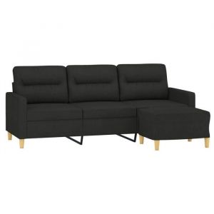 Sofa droit fixe - Clic Clac Canap&eacute; &agrave; 3 places - NEUF - avec repose-pieds Noir 180 cm Tissu CA7413885