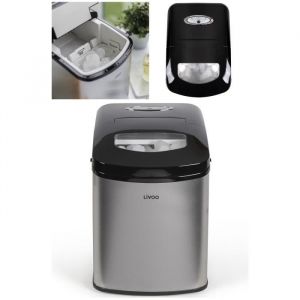 Machine à glaçons INOX 10kg Réservoir 1.7L 150W - Bac amovible - Nettoyage automatique Cycle Voyant de niveau deau faible
