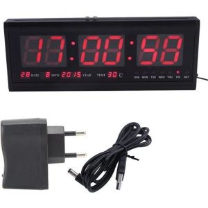 Horloge Pendule Murale Numérique - HEN - LED - Affichage Température - Calendrier - Économie dénergie