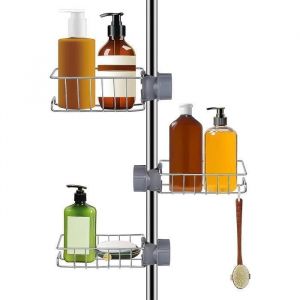 3 Pcs &Eacute;tag&egrave;re de Douche &Eacute;tag&egrave;re Salle de Bain T&eacute;lescopique Inoxydable Douche Sans Percage Inox Porte Savon Barre Douche pour