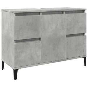 FAF-NEUF* Meuble d&eacute;vierArmoire bas de stockage - Gris b&eacute;ton - 80x33x60 cm bois ding&eacute;nierie JUILLET519079