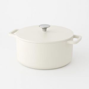 Cook & Pan - Cocotte en fonte Go Ivory 28 cm - 65 litres- Induction - Sans PFAS- Rev&ecirc;tement Antiadh&eacute;sif en C&eacute;ramique- Fonte- Cr&egrave;me