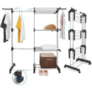 Johgee Étendoir Linge Intérieur sur 3 Niveau Séchoir à Linge Extensible Réglable Tancarville Grand Capacité 178 x 170 x 50cm[28]