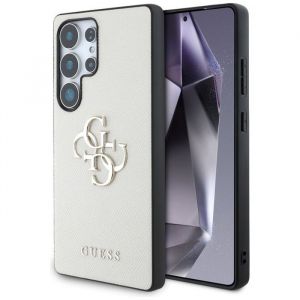 Coque Guess Grained Big 4G Logo Small Classic Logo pour Samsung Galaxy S25 Ultra (beige)