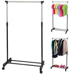 Portant pour v&ecirc;tements - EYEPOWER - L 755 cm - Hauteur r&eacute;glable - Avec roulettes