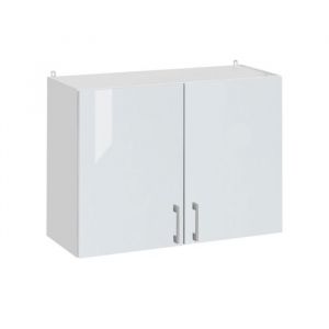 Meuble haut de cuisine - CUISINEANDCIE - 2 portes - L 80 cm - blanc brillant