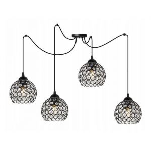 Light-Home Crystal Spider Abat Jour Suspension Luminaire Lustre Araign&eacute;e - Moderne - Metal et Verre - &Agrave; 4 Lumi&egrave;res - Noir