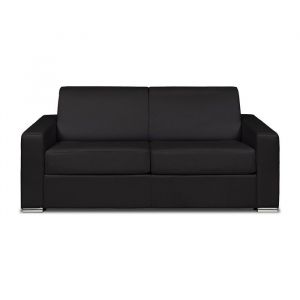 Canap&eacute; 3 places convertible express cuir de buffle noir - Couchage 140 cm - Matelas 18 cm - CALITO