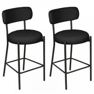 SUPFINE Lot de 2 Tabouret de Bar Scandinave avec Dossier et Repose-Pieds Chaises Hautes Cadre en M&eacute;tal pour Bistrot Restaurant