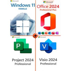 Pack Windows 11 Famille + Office 2024 + Visio 2024 + Project 2024