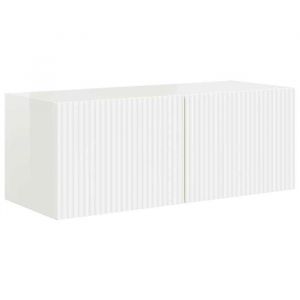 Printemps 2026 SoldesMeuble TV Suspendu - Armoire multim&eacute;dia/Cabinet HIFI Mural - 2pcs Blanc Brillant 60 x 31 x 29.5 cm 4811387