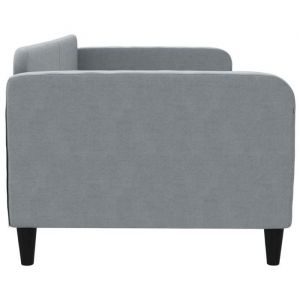 Lit de repos sans matelas - WIENS - Gris clair - 90x190 cm - Tissu polyester - M&eacute;tal et bois massif