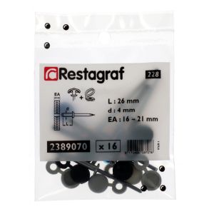 6 Rivets Aluminium &Eacute;panouis 4 X 26 Mm Avec Capuchons Blancs, Bleus Et Noirs - 3170400037078