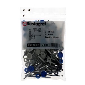 50 Rivets Aluminium &Eacute;panouis 4 X 16 Mm Avec Capuchons Blancs, Bleus Et Noirs - 3170400037061