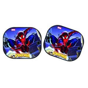 2 Rideaux Lat&eacute;raux Pare-soleil &Agrave; Ventouses Spiderman 65 Cm X 38 Cm - 8019140020863