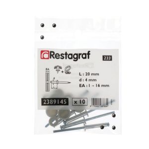 5 Rivets Aluminium &Eacute;panouis 4 X 20 Mm Avec 5 Capuchons Blancs - 3170400037634