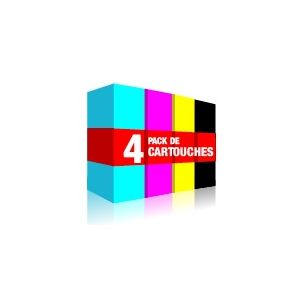 Pack 4 Cartouches compatible CANON BC21/BCI24 : 2 noires + 2 couleurs