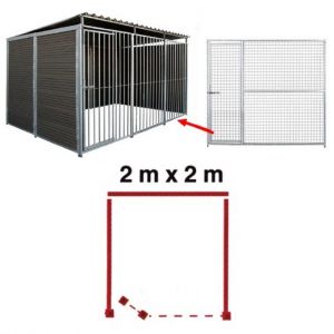 Chenil MKS en composite WPC - ETERNA - 2 x 2 m - Façade en grillage