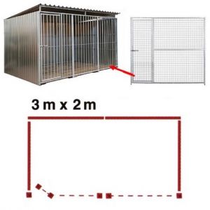 Chenil métal MKS - METALLO 3 x 2 m - Façade en grillage