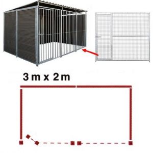 Chenil MKS en composite WPC - ETERNA - 3 x 2 m - Façade en grillage