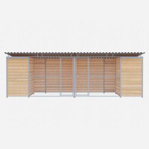Chenil Eleveur PRO double MKS en bois + grillage - 6 m x 2 m