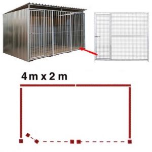 Chenil métal MKS - METALLO 4 x 2 m - Façade en grillage