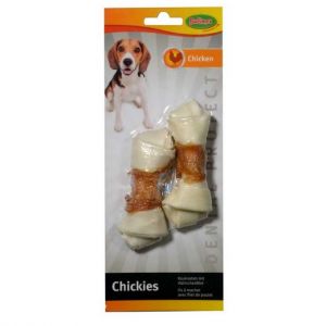 Chickies, os noué blanc au poulet, friandise pour chien