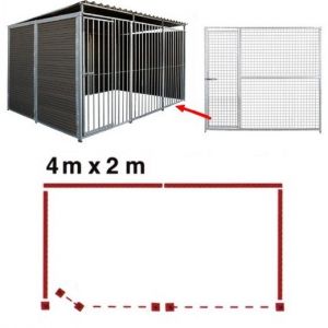 Chenil MKS en composite WPC - ETERNA - 4 x 2 m - Façade en grillage