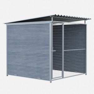 Chenil MKS en composite WPC - ETERNA - 2 x 2 m - Façade en grillage