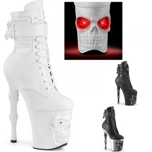Bottines Plateformes Lumineuses Tête de Mort  - Pointure : 40 - Couleur : Argent
