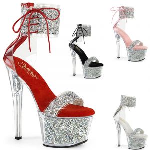 Sandale habill&eacute;e &agrave; bride cheville talon fin - Pointure : 40 - Couleur : Argent