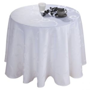 Nappe ronde damassé enduit MADIGAN Blanc