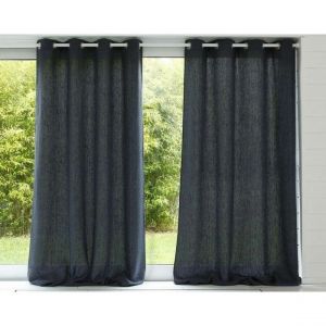 Rideau uni lin lav&eacute; qualit&eacute; lourde - Gris Anthracitevoir