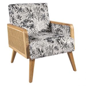 Fauteuil Louisiane Canné Velours Imprimé 64x72x77cm