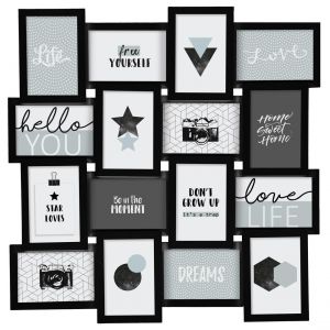 Pêle-mêle16 photos en panneau de bois noir D60x60cm