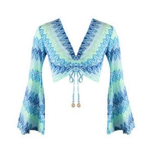 LULI FAMA crop top de plage Seven Seas Bleu - Taille XS
