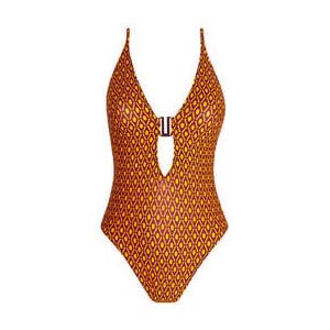 ANTIGEL maillot de bain 1 pi&egrave;ce dos nu sans armatures La Papoue Marron/Orange - Taille 1