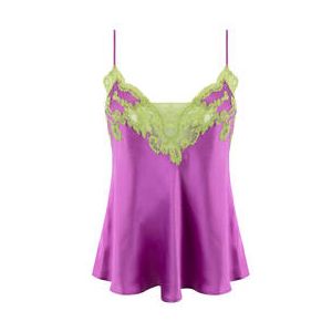 MARJOLAINE caraco Chrom&eacute;a en soie et dentelle Camelia Violet/Vert - Taille 36