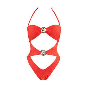 LULI FAMA maillot de bain 1 pièce trikini sans armatures Sunkiss Glow Rouge - Taille XS