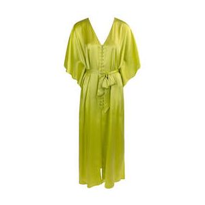 MARJOLAINE d&eacute;shabill&eacute; long Chrom&eacute;a en soie Calista Vert Citron - Taille XS