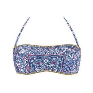 LULI FAMA haut de maillot de bain bandeau Americana Vibes Bleu/Blanc - Taille XS